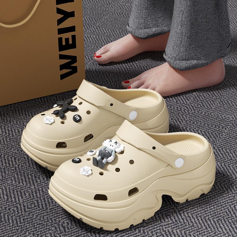 7.0CM small man height-increasing thick-soled hole shoes summer beach slippers can be worn outside high-end cool slippers women's models