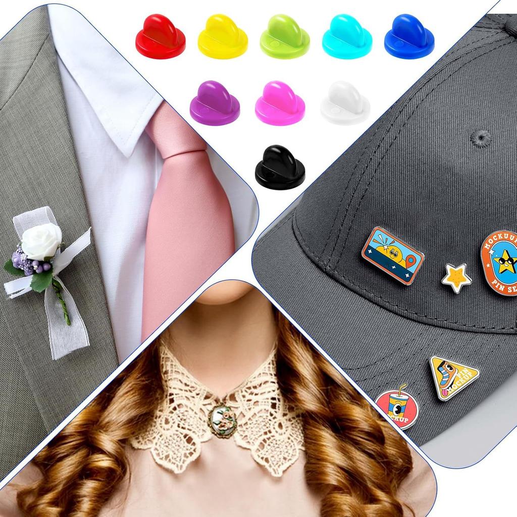 150Pcs Rubber Pin Backs Locking With Storage Case Keepers for Brooch Tie Hat Badge