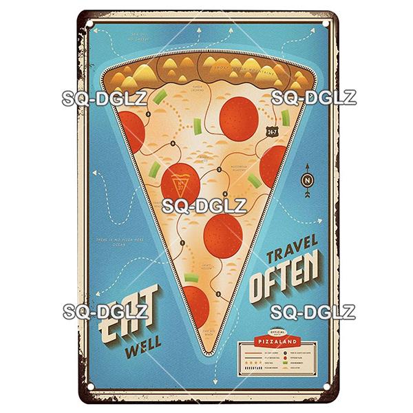 Vintage Metal Tin Sign Pizza Party Wall Decor Retro Kitchen Cafe Bar Home Plaque