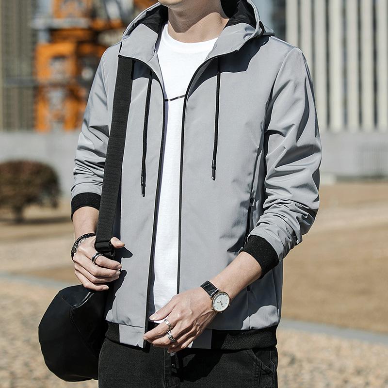 Giacca Uomo Versione Coreana della Giacca con Cappuccio Top Casual Uomo Giacca Comoda Giacca da Uomo Stampata Giacca a Vento