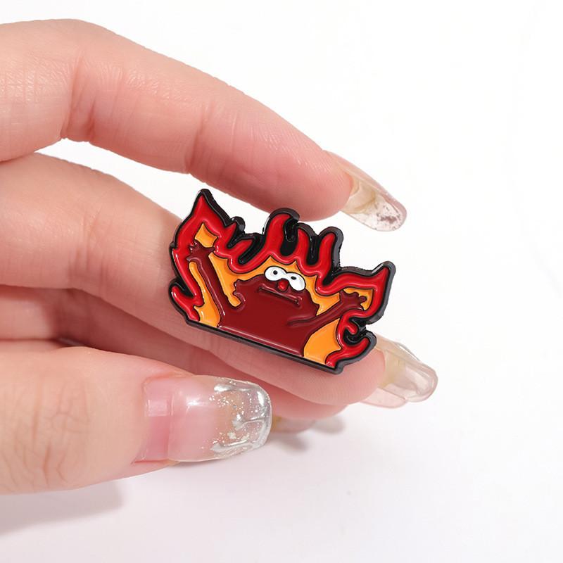 Cartoon Flame Colorful Brooch Creative Badge Accessory For Fashionable Outfits