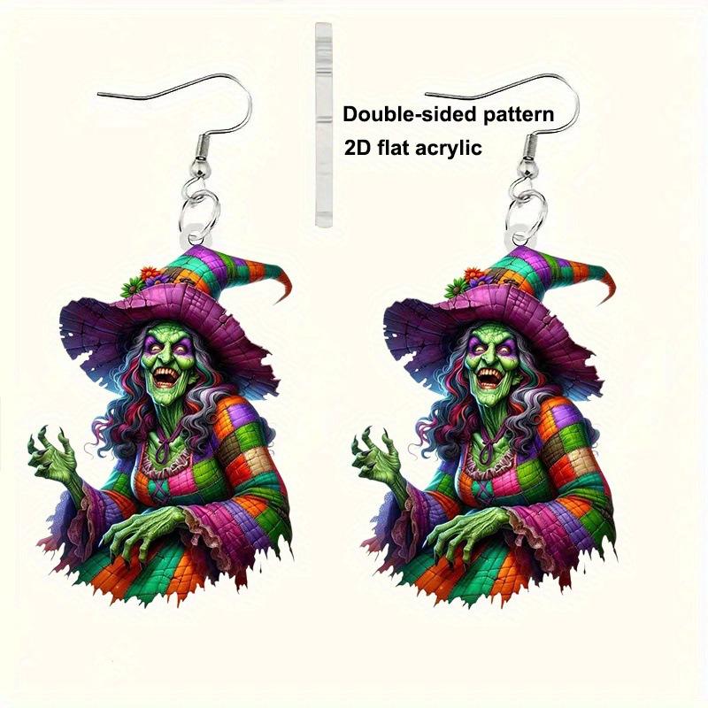 Spooky Witch Ghost Acrylic Halloween Earrings