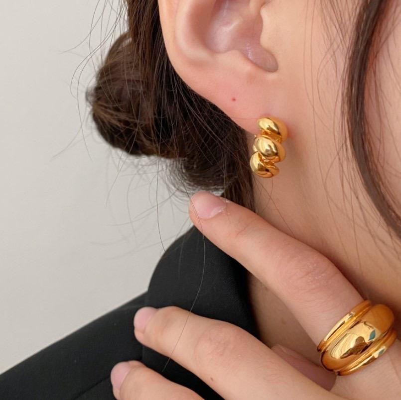 BF CLUB 925 Sterling Silver Earrings For Women Trendy Simple Twist Gold Earring Jewelry Prevent Allergy Party Accessories
