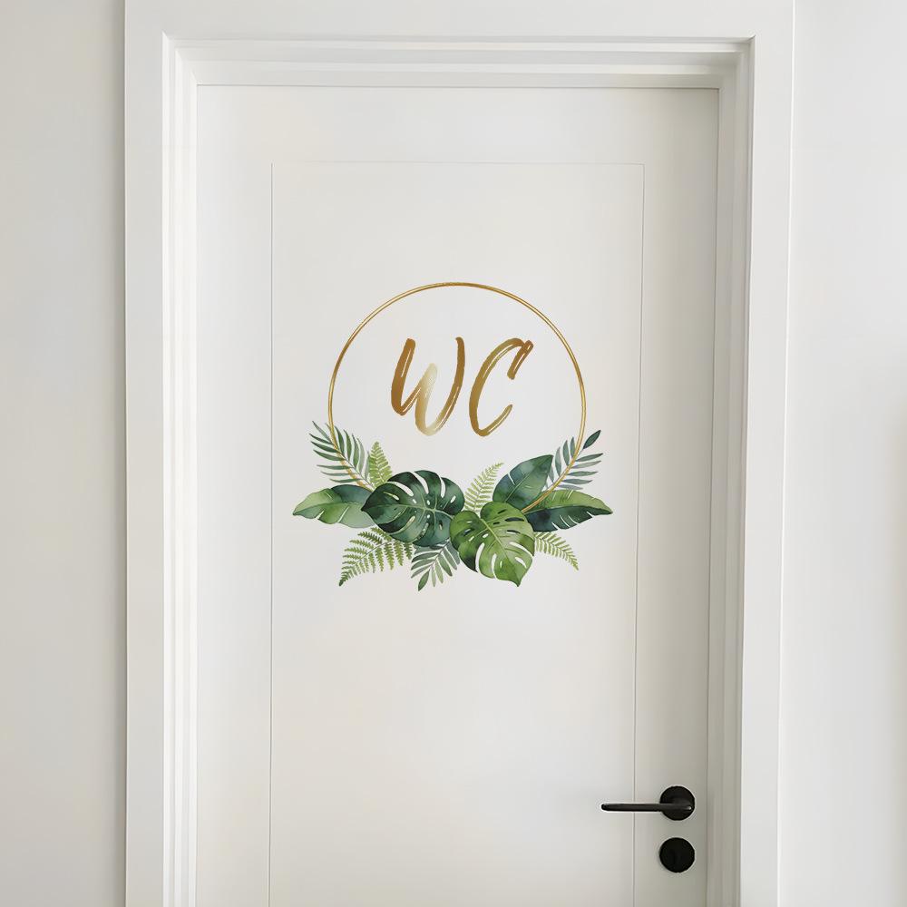 Self-adhesive Creative Artistic Leaf WC Toilet Door Sign Wall Stickers for Home Decor
