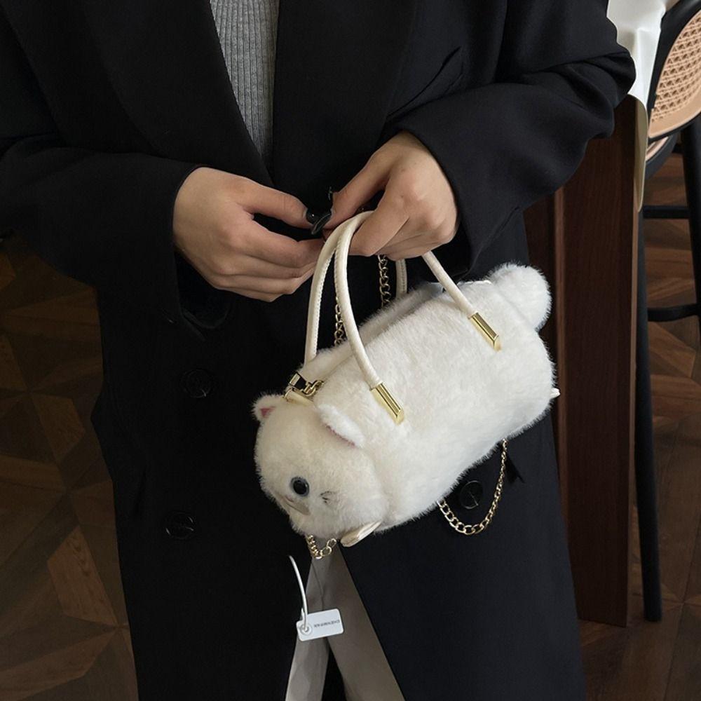 Small Cute Simulated Cat Bag Fluffy Fur Women's Handbag New Cat Cross bag  for Ladies