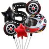 6PCS Motor Helmet Balloon Wheel Tire Racing Balloons Birthday Decor Boys Race Car Dirt Bike Motorcross Hot Wheel Party Supplies