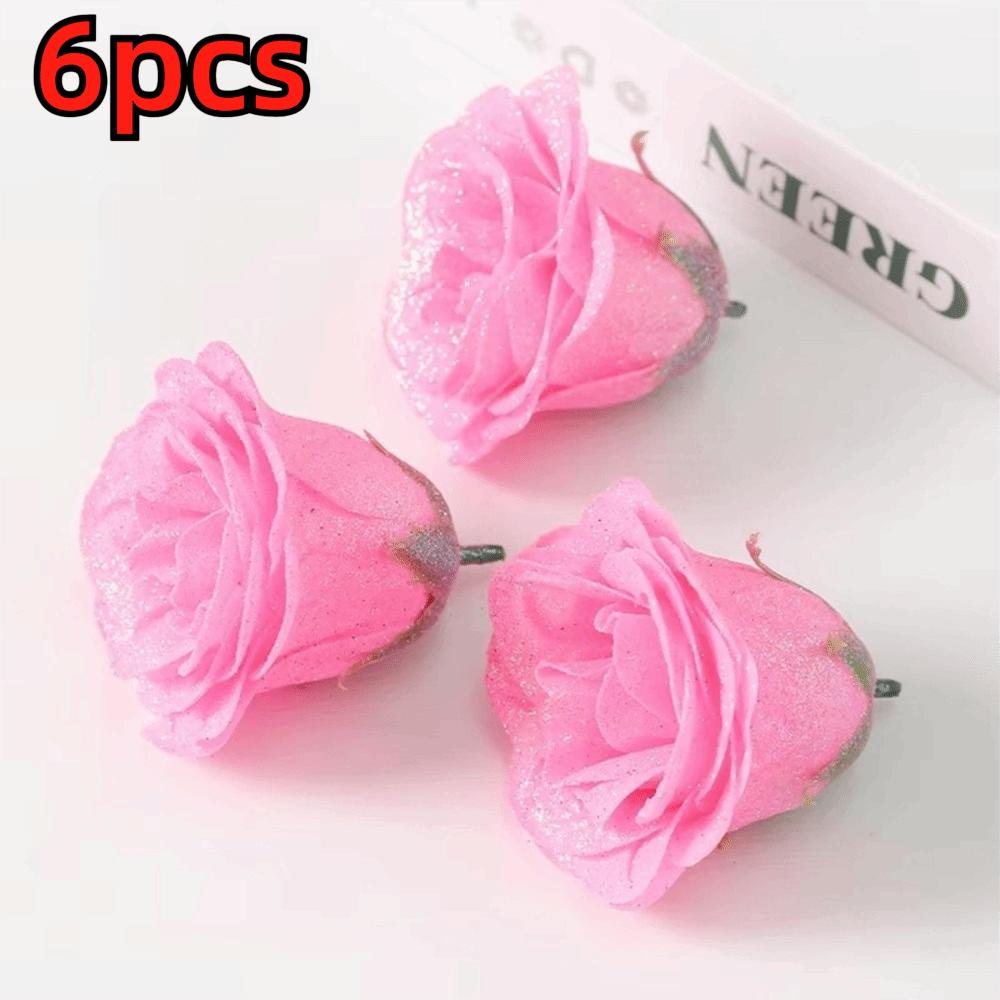 7 см Искусственные Головки Цветов DIY Букет DIY Материалы Блестящая Роза Новые Головки Искусственных Цветов розовый