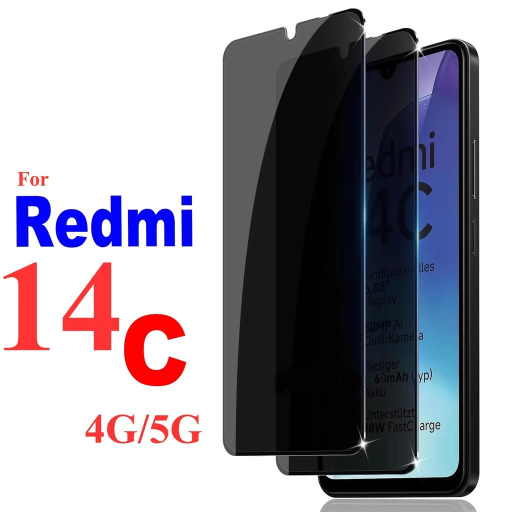 2pcs Privacy Tempered Glass For XiaoMi Redmi 14C 4G/5G REDMI 15C 4G Redmi 13C 12C 10C Anti-spy Screen Protector 9H Hardness Glass Film