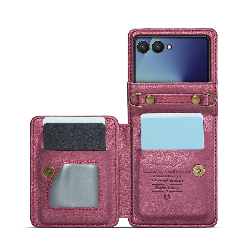 For Samsung Galaxy Z Flip 8 Wallet Case with RFID Blocking Leather Card Holder with Detachable Wristlet Strap Flip Phone Cover