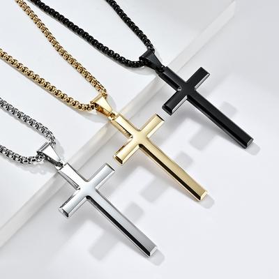 Minimalistisch geneigtes Edelstahl-Kreuzanhänger Unisex-Stil Halskette für Männer und Frauen