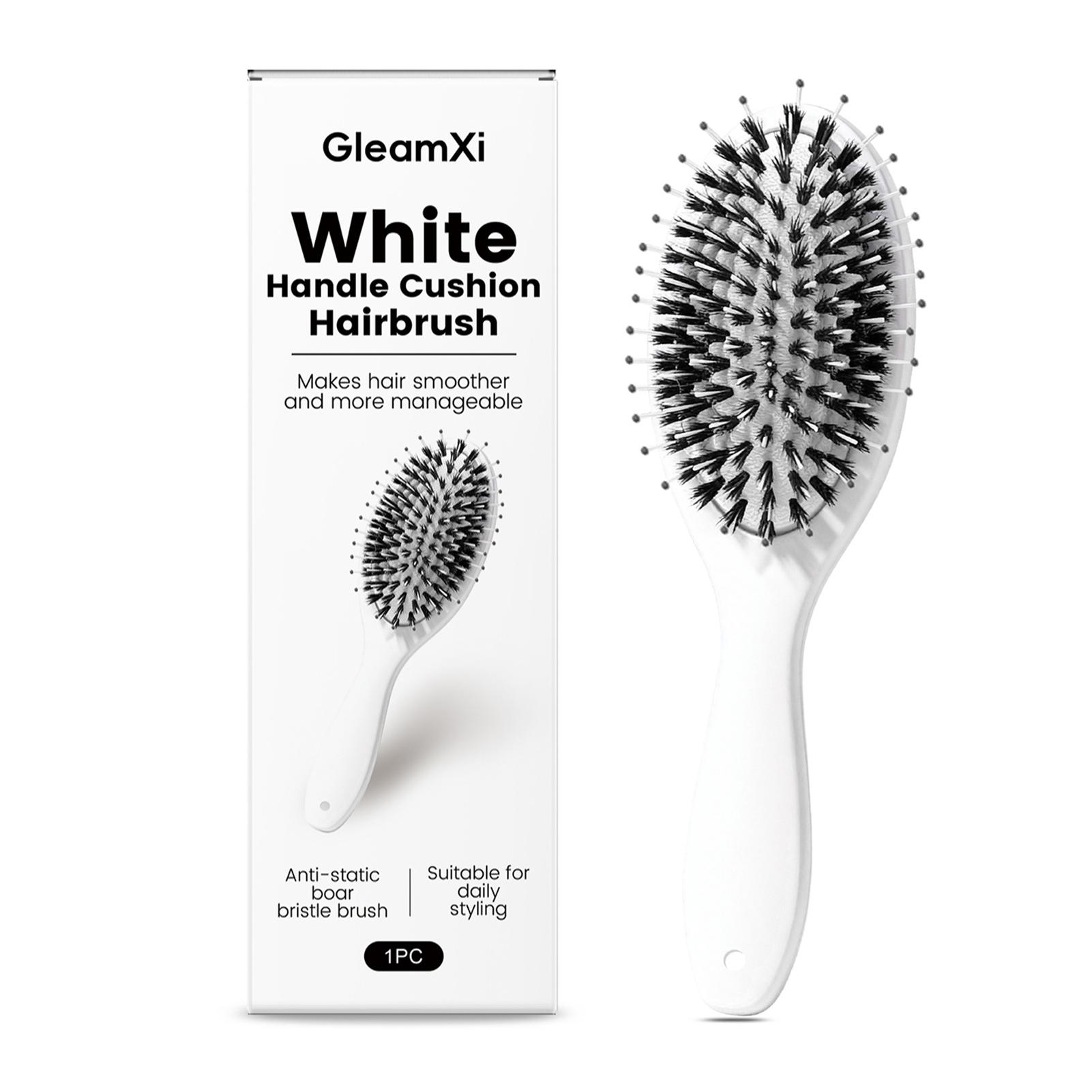 

Natural Boar Bristle Hair Fluffy Comb Scalp Massager Anti-static Barber Hair Comb Scalp Massage Salon Hairdresser Styling Tool білий