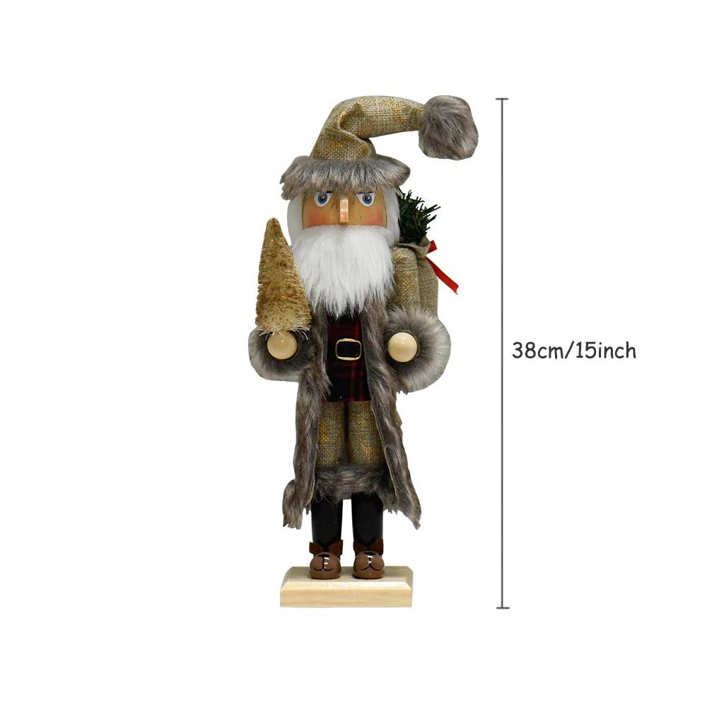 38cm/15 Zoll Festliche Weihnachts-Nussknacker-Ornamente, Holz-Handpuppe Sammlerfigur Ideal für Wohnkultur & Geschenke