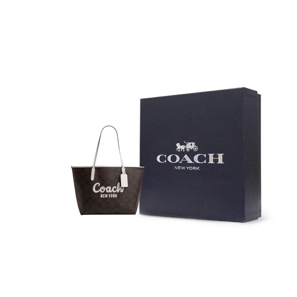Coach 33 Brand Letter Micro Logo Coated Canvas Tote Shopping Bag Handheld Shoulder Bag Large Women tote Brown CY705-SVXIC