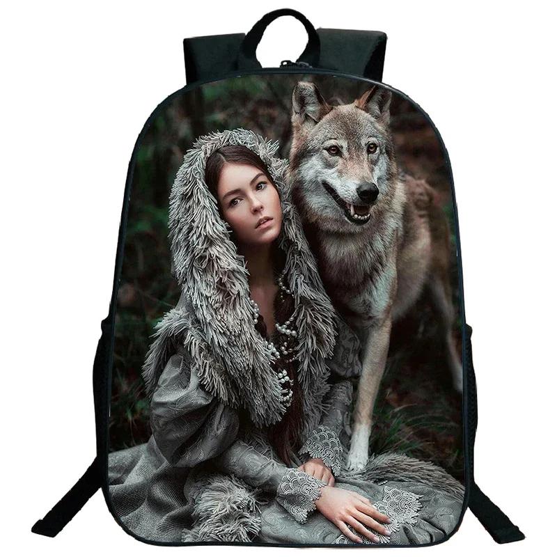 Ice Fire Wolf Backpack Schoolbag Primary School Students Backpack Angry Wolf Printed Bookbag Kids Back To School Mochila Gift