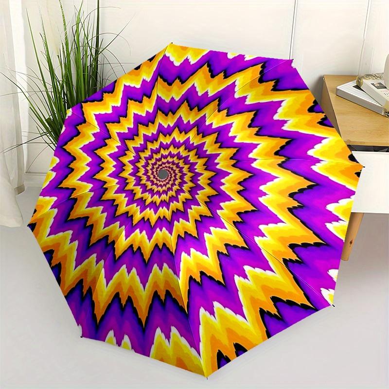 1pc Psychedelic Pattern Automatic Opening/Closing Folding Umbrella with 30 Ribs, Plastic Handle, Windproof Portable Sunshade Umbrella y250726070