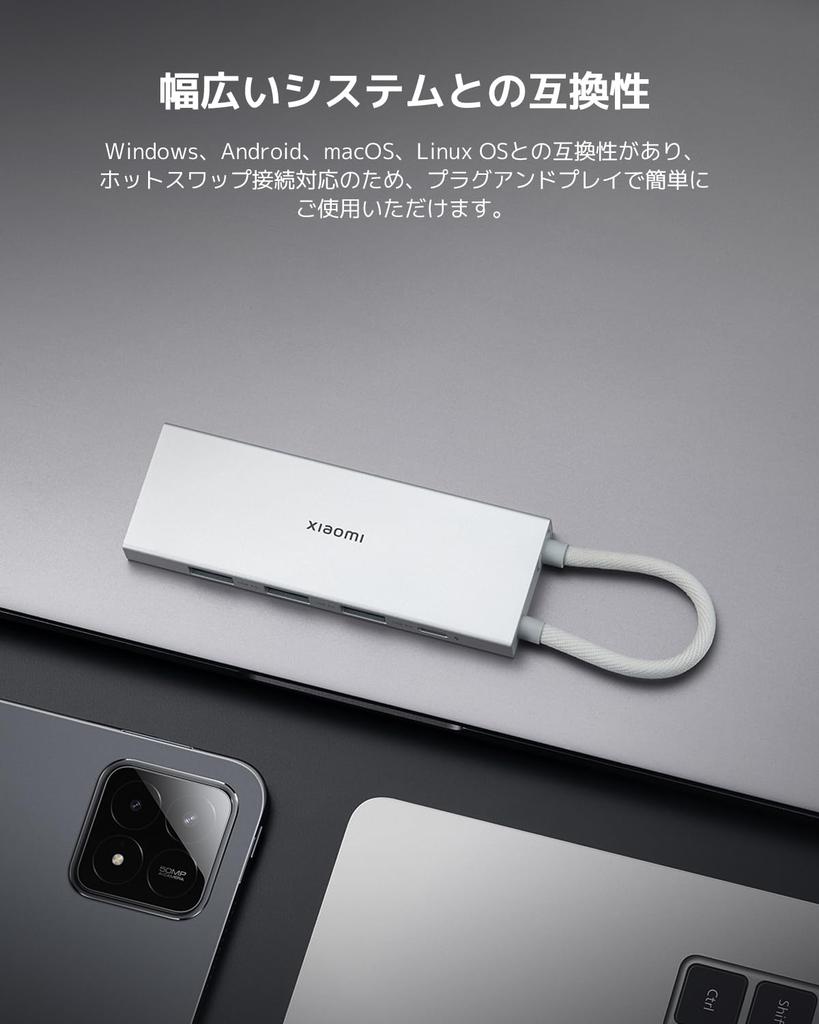 Xiaomi Hub Dual Display 4K PD100W Fast Charging High Speed HDMI Port High Speed Data Transfer Storage Protection Compatible with OS 5-in-1 Type-C
