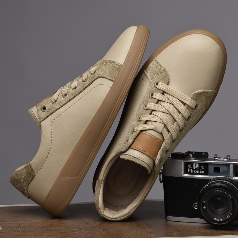 Genuine Leather Men Casual Shoes New Arrival Male Sneakers Fashion Trend Tenis Masculino Comfortable Lace-Up Skateboard Footwear