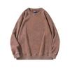 Unisex Spring Fall Top Distressed Design Cotton O Neck Solid Color with Elastic Cuffs And Hem Loose Pullover Lady Men Sweatshirt for Vacation Work And