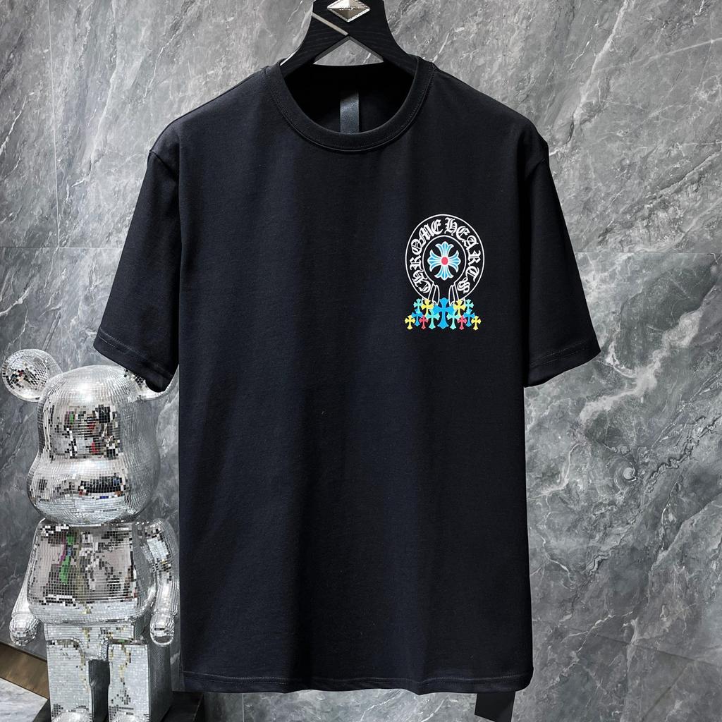 8708 CHROME HEARTS 2026 Summer New High Quality Cotton Round Neck Loose Large Size Men's and Women's T-shirt Couple T-shirt