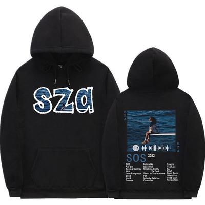 SZA Music Album SOS Graphic Hoodie Graphic Double Sided Oversized Hoodies Casual Vintage Sweatshirts Hip Hop Streetwear