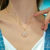 Luxury Zircon Sunflower Pendant Necklace for Women Gold Color Metal Full Zircon Sunflower Necklace Couple Wedding Jewelry