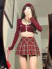 Plus-Size Red Plaid High-Waist A-Line Short Skirt for Women - Autumn 2024 Design
