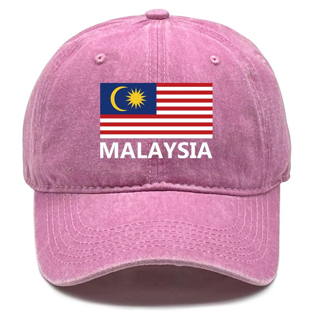Flag of Malaysia Print Snapback Baseball Hat, Patriotic Trucker Hat Washed Simple Retro Sun Protection Adjustable Baseball Cap