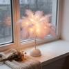 1PC Indoor Fairy Table Lamp, Pink Artificial Feather Lamp, Battery Powered, Romantic Fairy Tale Lamp, Bedroom and Living Room Decoration