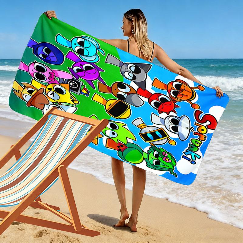 Asciugamano da Spiaggia Sprunki Print, Asciugamano Grande Morbido ad Asciugatura Rapida per Spiaggia Campeggio Nuoto