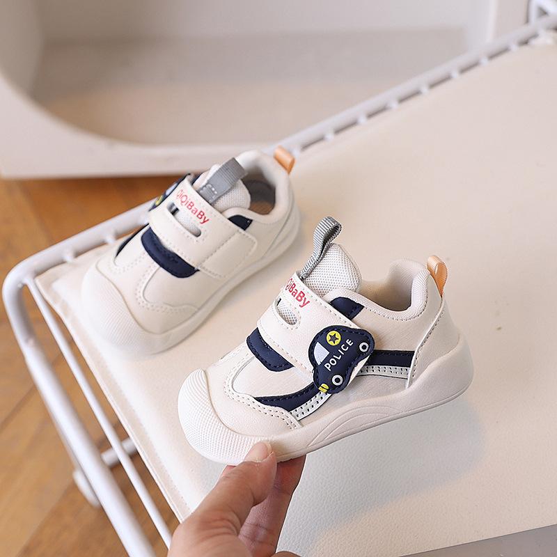 Kids Cartoon Police Car Decor Velcro Strap Anti Collision Casual Shoes 16 синий