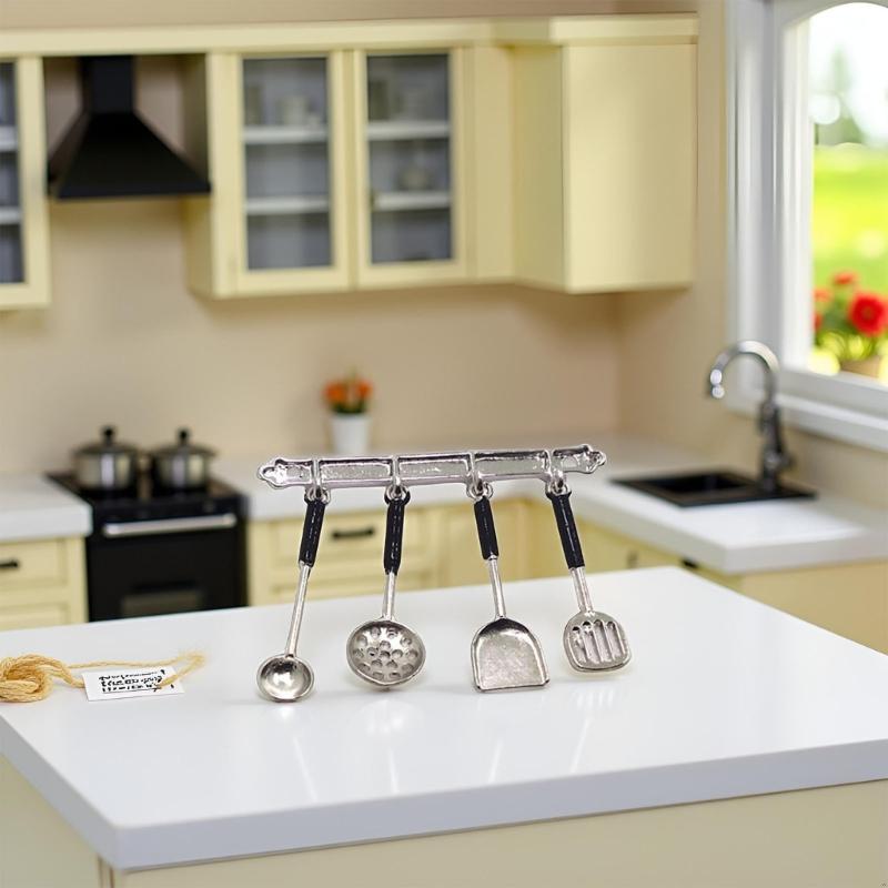 Alloy Miniature Kitchen Tool Set Wall Mount Design Shovel Spoon For Dollhouses Simulation Food Accessory