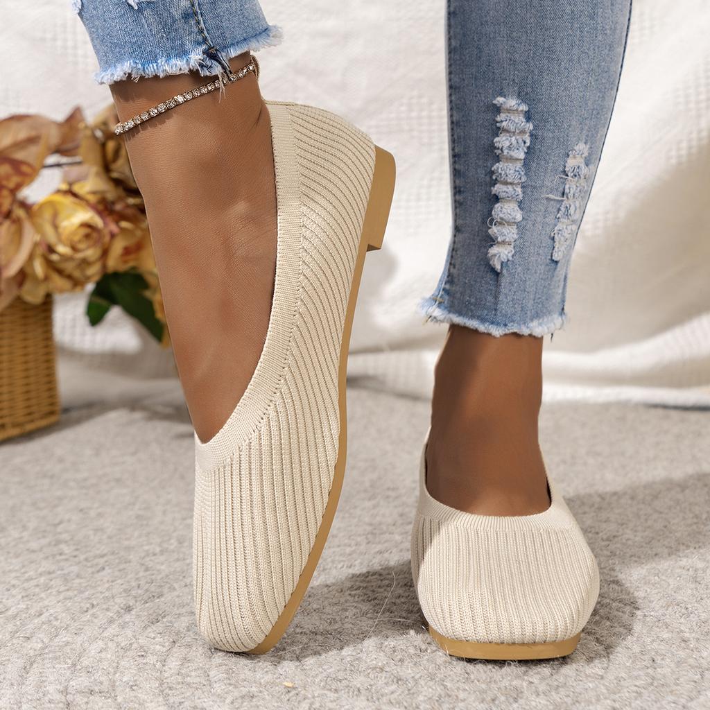 Women Flats 2025 New Solid Color Square Toe Shallow Loafers Women Slip on Shallow Comfortable Flat Shoes for Women Shoes
