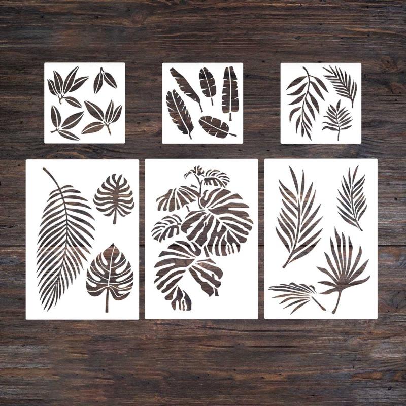 Reusable Plant Painting Stencils Vintage Floral Leaves DIY Art Craft Templates On Wood Wall Paper Card Canvas Door 9X