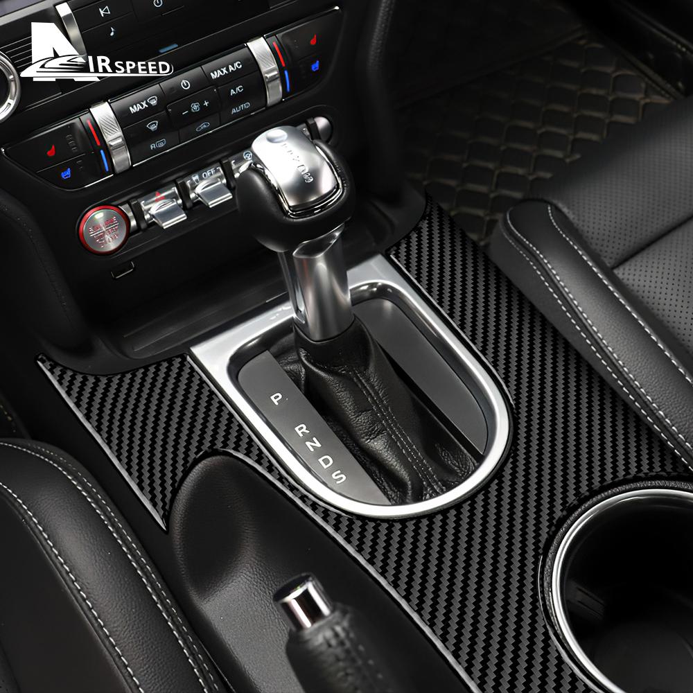 Cover For Ford Mustang 2015 2016 2017 2018 2019 2020 2021 2022 2023 Real Carbon Fiber Gear Shift Car Center Console Sticker