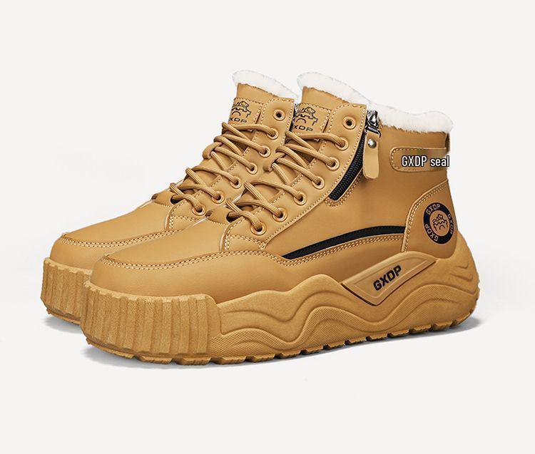 Pánské a dámské zimní nepromokavé kožené sněhule s vysokým svrškem, protiskluzovou podrážkou a hřejivou sametovou podšívkou