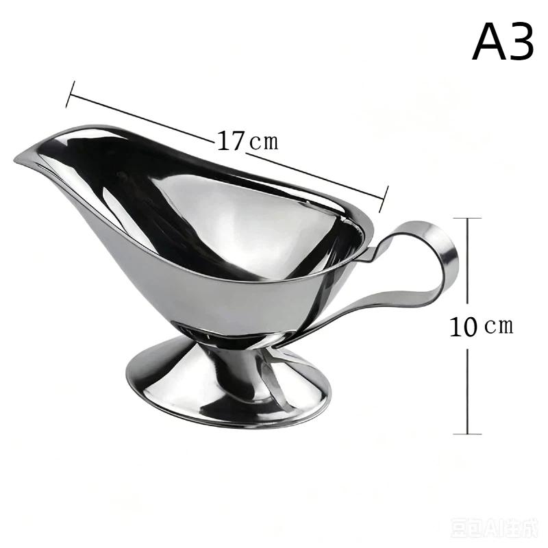 Stainless Steel Spice Gravy Container Heat Resistant Non-Toxic 1Pcs Sauce Boat Ketchup Seasoning Cup for Daily Dining