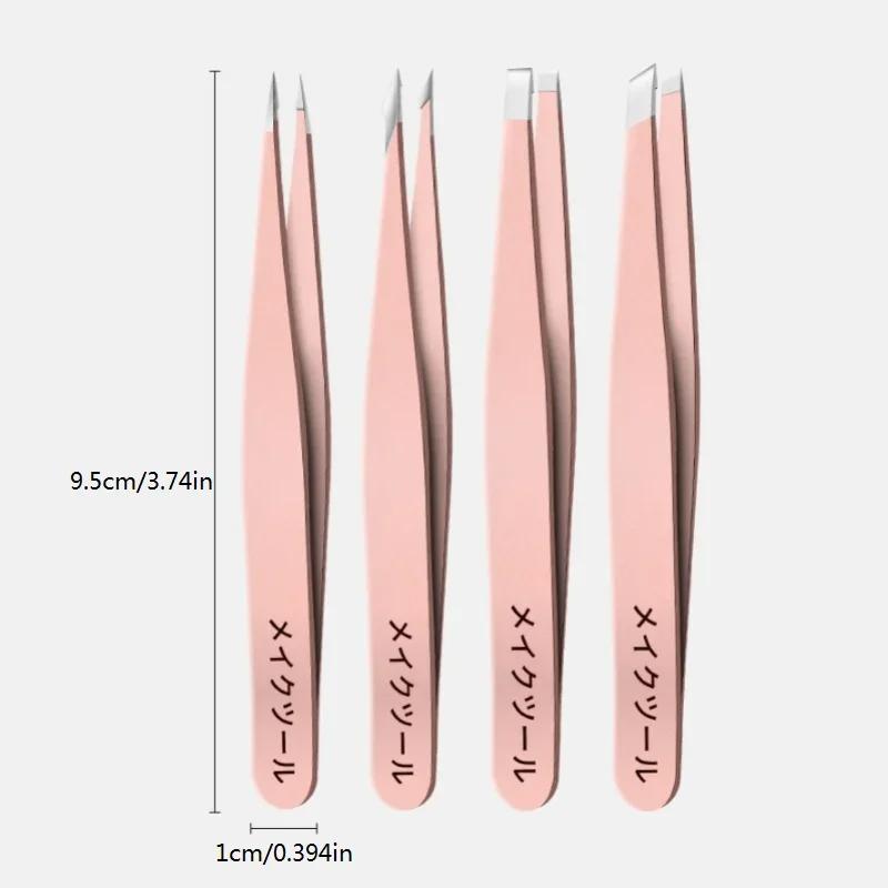 Eyebrow Tweezers Set 1/4 Pcs Stainless Steel Eyebrow Forceps Professional Beauty Tool Set For Facial Hair, Inward Growing