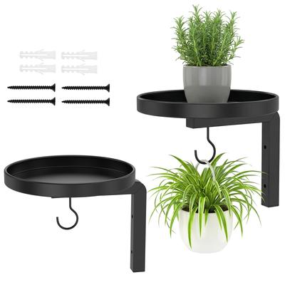 2/3Pcs Wall Plant Holder Set Metal Flower Pot Display Stand with Hook Rustproof Wall Storage Rack for Balcony Living Room Decor