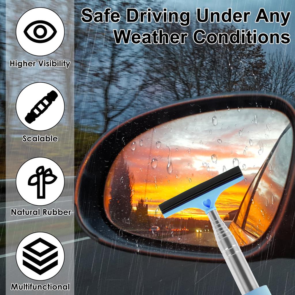 3Pcs Car Side Mirror Squeegee Retractable Car Rearview Mirror Wiper Mini Portable Telescopic Auto Mirror Squeegee Cleaner
