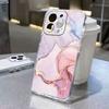 For Apple iphone 12 Pro Max 14 13 Plus Clear Cover Transparent for Artistic Pink Marble White Brown Leopard Print Phone Case TPU