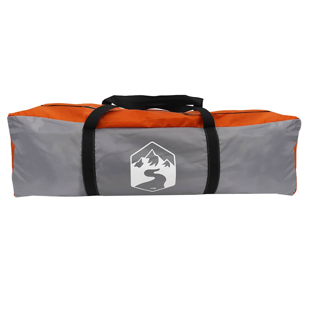 Family Tent with Porch 6 Person Gray and Orange Waterproof