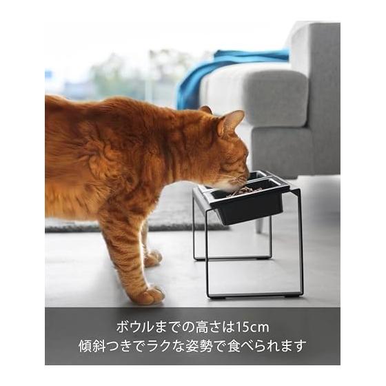Yamazaki Jitsugyo 10242 Prevents Early Eating Pet Food Bowl Stand Set Diagonal High Type Black Body: W29 x D15.5 x H17.6cm Tower Easy to Eat Pet Food