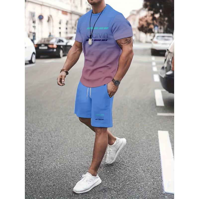 Men s Short Sleeve Casual Fashion Set, 2pcs Outfit S