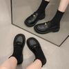Thick-soled women's autumn new one-pedal versatile single shoes soft-soled soft leather retro round head small leather shoes
