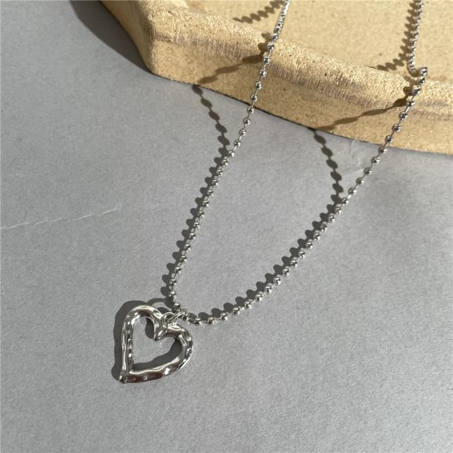Kpop Heart Chain Choker Necklace For Women Collar Goth Necklaces Aesthetic Jewellery Christmas Party Girl Halloween New Chocker