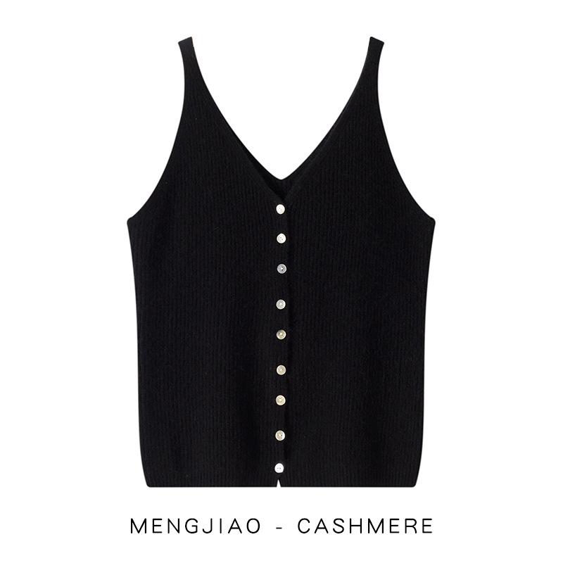 

Autumn/Winter Cashmere Camisole Cardigan: Women s Slim-Fit, Versatile, Sleeveless Knitwear One Size