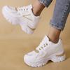 Women Sneakers Lace-up Casual Sneakers Lightweight Soft Sole Running Shoes for Women Thick Soled Breathable Sports Shoes