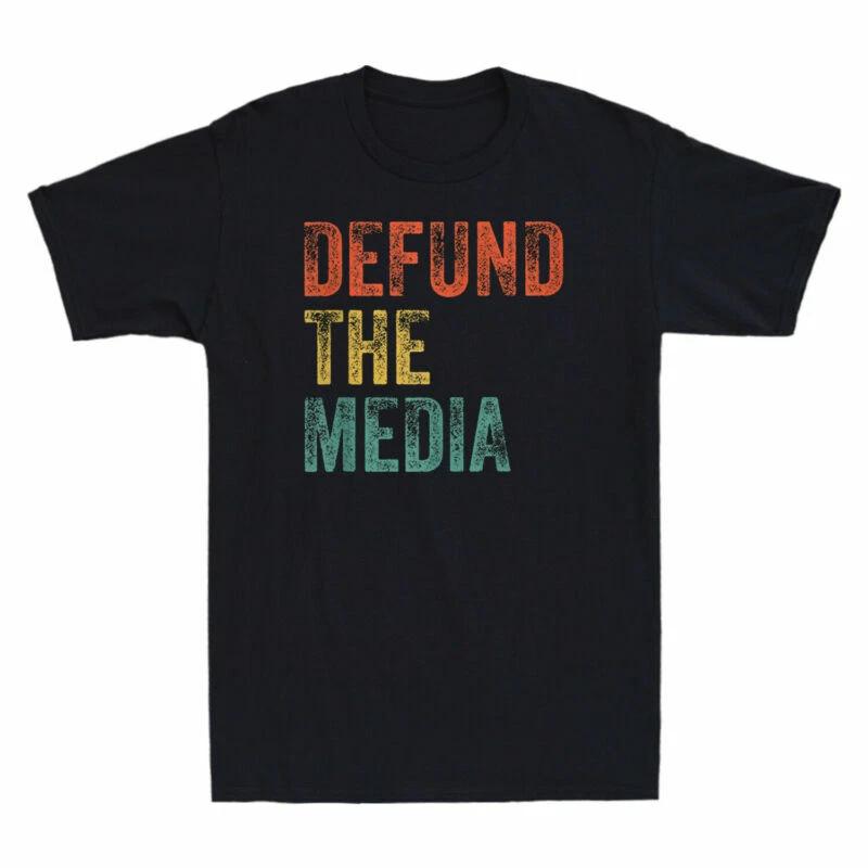 Defund The Media Fake News Funny Sarcasm Saying Vintage Men s T-Shirt Black Tee S