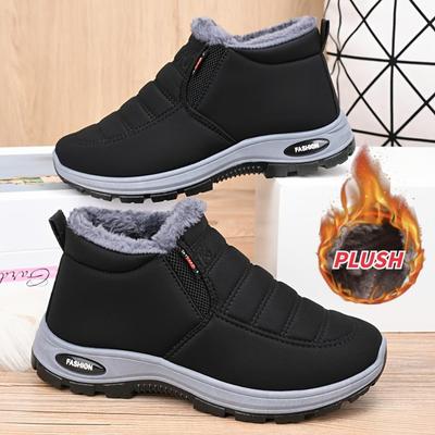 Flauschige Stiefel in Volltonfarbe für Herren und Damen, Winterstiefel mit dicker Sohle und weichem Boden und warmem Futter, rutschfeste warme Schneestiefel