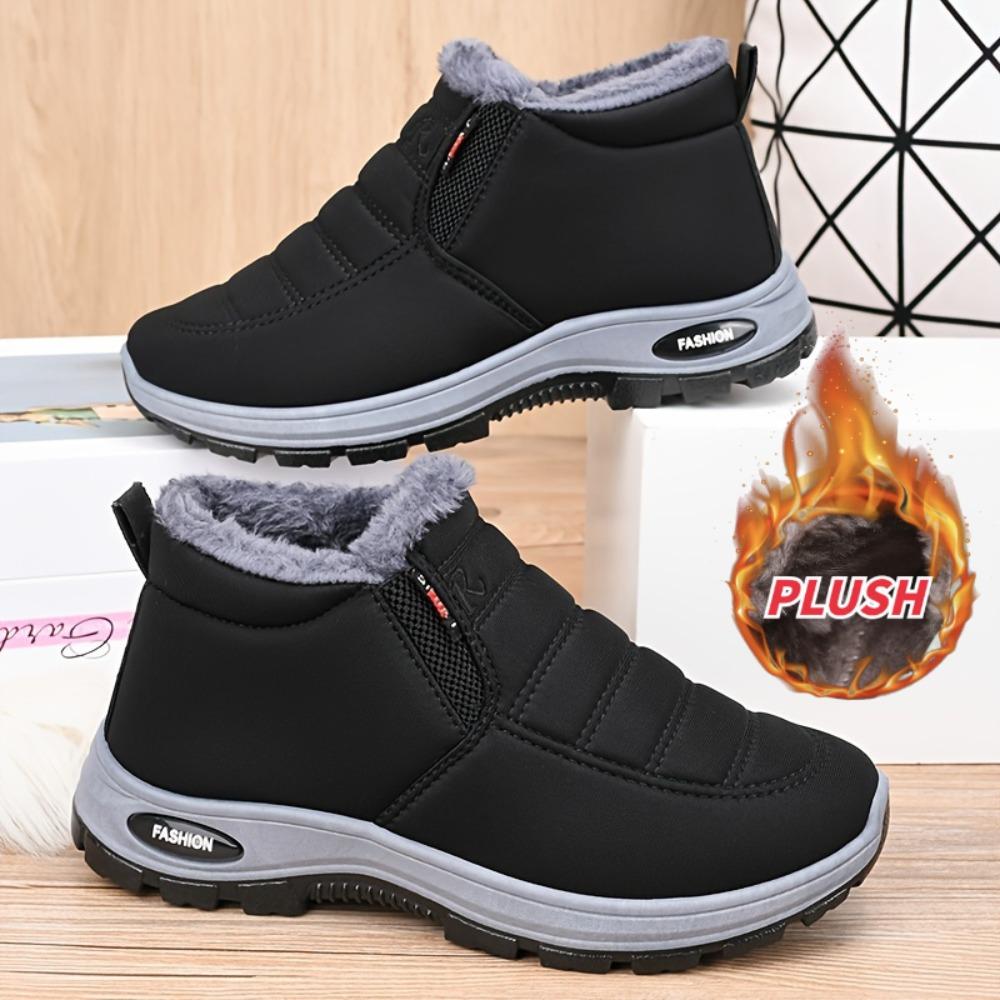 Heren- en Dames Effen Kleur Pluizige Laarzen, Dikke Zool Zachte Onderkant Winter Warme Voering Laarzen, Antislip Warme Sneeuwlaarzen